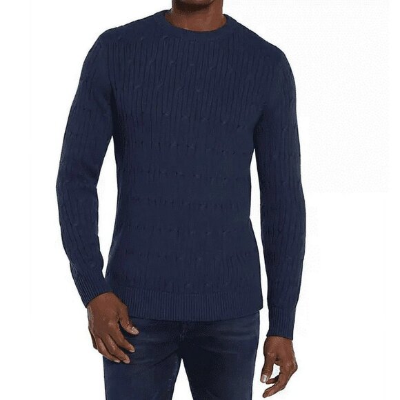 EXPRESS Navy Blue Cable Knit Sweater Small - Picture 1 of 10